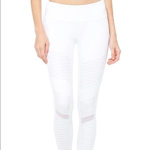 Alo White Moto Leggings